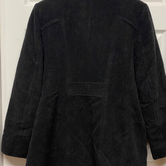 London Fog Coat with Scarf black Wool blend outer polyester liner Dry Clean only - Picture 2 of 8